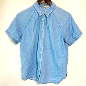 Madewell Womens Blue Denim Short Sleeve Shirt Size L